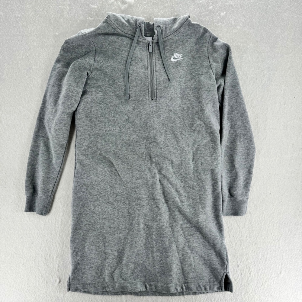 Nike - Hoodie Dress Quarter Zip Fleece DQ6765-063 - Gray - S - Women